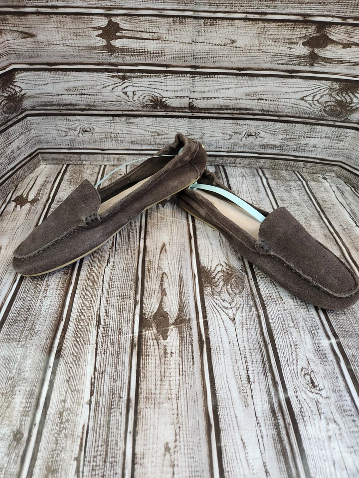 Lands' End Women’s Suede Leather Moccasin Slippers English Brown 10 Slip On - Image 2 of 4