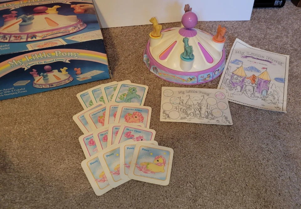Vintage My Little Pony Merry Go Round Game Complete Used Hasbro Milton Bradley - Image 2 of 4