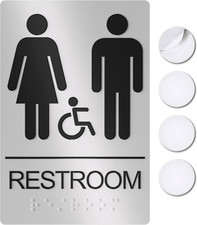 Unisex Bathroom Signs, Restroom Sign for Business - for Men and Women - 9" by 6"