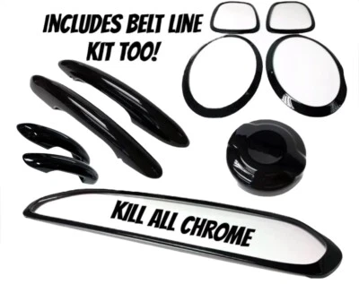 For MINI F55 5 Door Cooper S Full DeChrome Gloss Black Out Covers KillAllChrome
