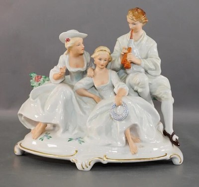 RARE AMAZING Schaubach Kunst German Figural Group of Three-''The Shepherd's Hour''
