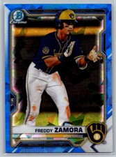 2021  Bowman Chrome #BCP-2 Freddy Zamora Sapphire BREWERS