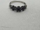 Vintage 925 purple stones with flowers Solid Sterling Silver Ring size 7.25