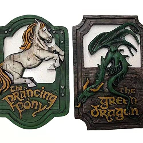 Lord of the Rings the Prancing Pony and the Green Dragon Pub Signs Set Funny 