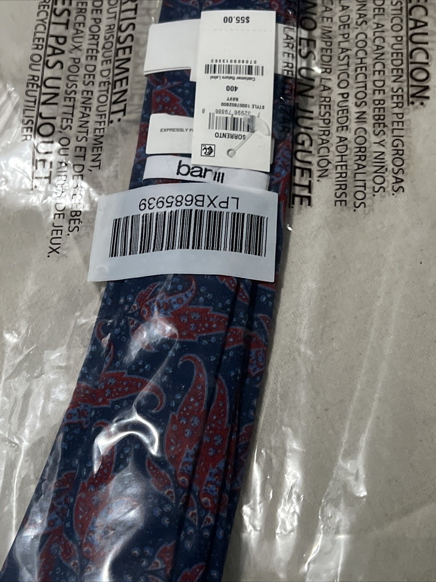 Ｄプライス NEW Bar Iii Men's Skinny Tie Paisley Dark Blue Red | eBay