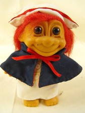 Vintage RUSS 5" Troll Doll Nurse with Red Hair, Cap and Blue Cape 18357