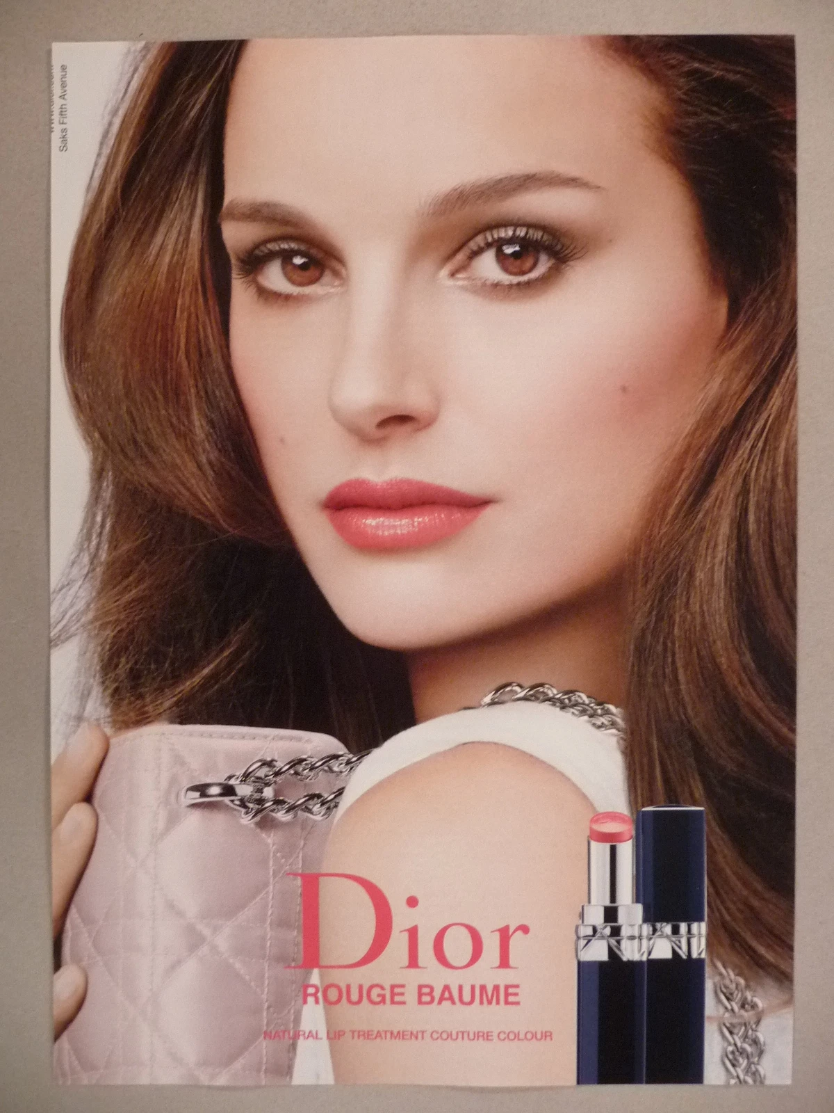 Natalie Portman pour Dior Rouge Baume Rouge à Lèvres Maquillage PUBLICITÉ IMPRIMÉE   2014