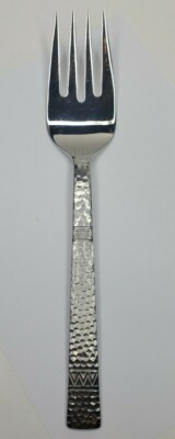 Wallace Silversmiths Medium Hammered Cold Meat Serving Fork Cheyenne Stainless