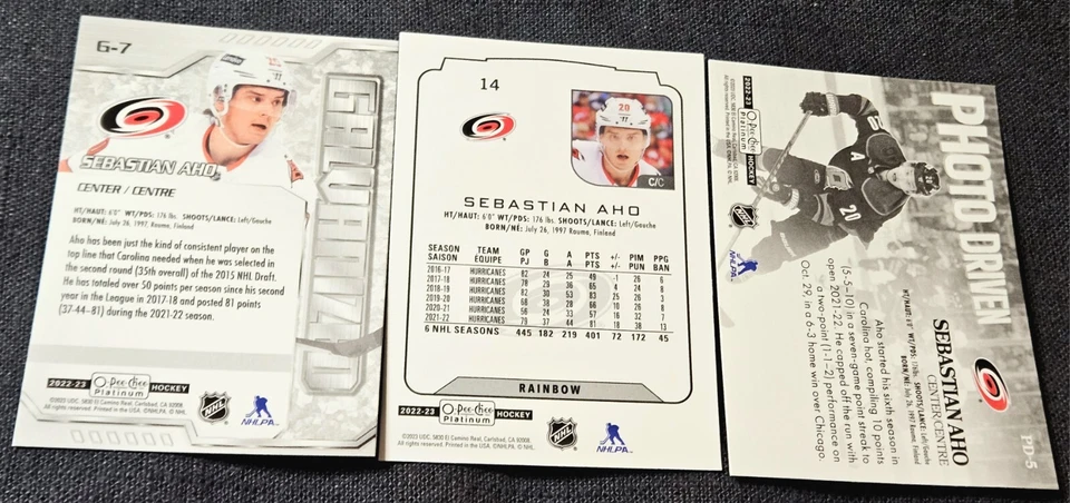 2022-23 OPC O-Pee-Chee Platinum Rainbow Sebastian Aho Galvanized #14 - Image 2 of 2