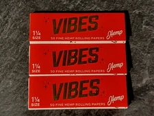Vibes Rolling Natural Hemp Rolling Papers 1 1/4 (3 Pack)