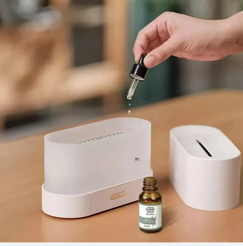 UMIDIFICATORE DIFFUSORE AROMA EFFETTO FIAMMA AROMATERAPIA OLI ESSENZIALI PROFUMO - Immagine 4 di 4