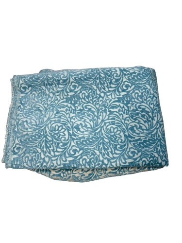 Tissu Velours Glacé Imprimé Floral Bleu, Crème, Violet - Largeur 58 Pouces - Au Mètre - Neuf