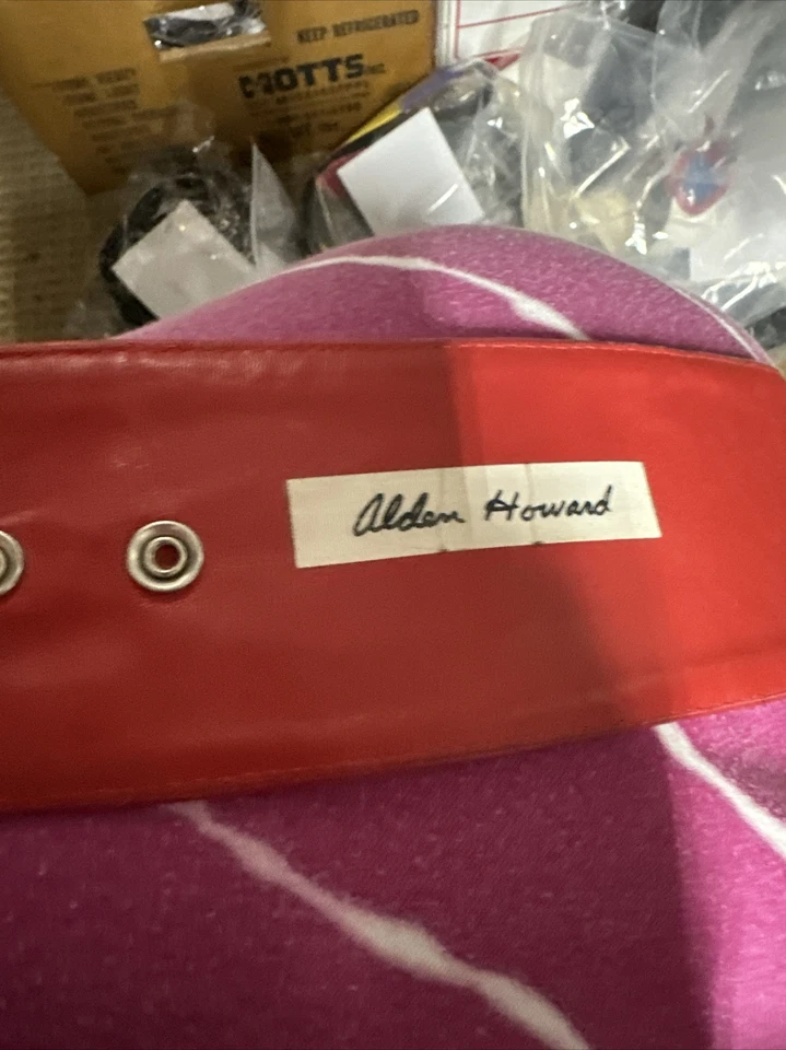 Vintage Alden Howard Red Leather Geometric Corset Belt 26 x 3 Size S - Image 4 of 4