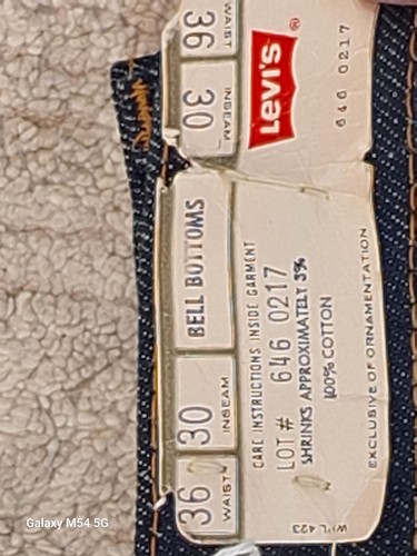 Vintage Neu 70er LEVIS Bell Bottom Jeans 36/30 Field Tag Orange 646-0217 - Bild 11 von 16