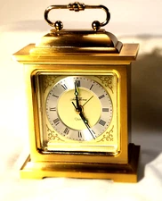 VINTAGE- SETH THOMAS " RAPTURE " CARRIAGE SOLID BRASS- QUARTZ ALARM CLOCK