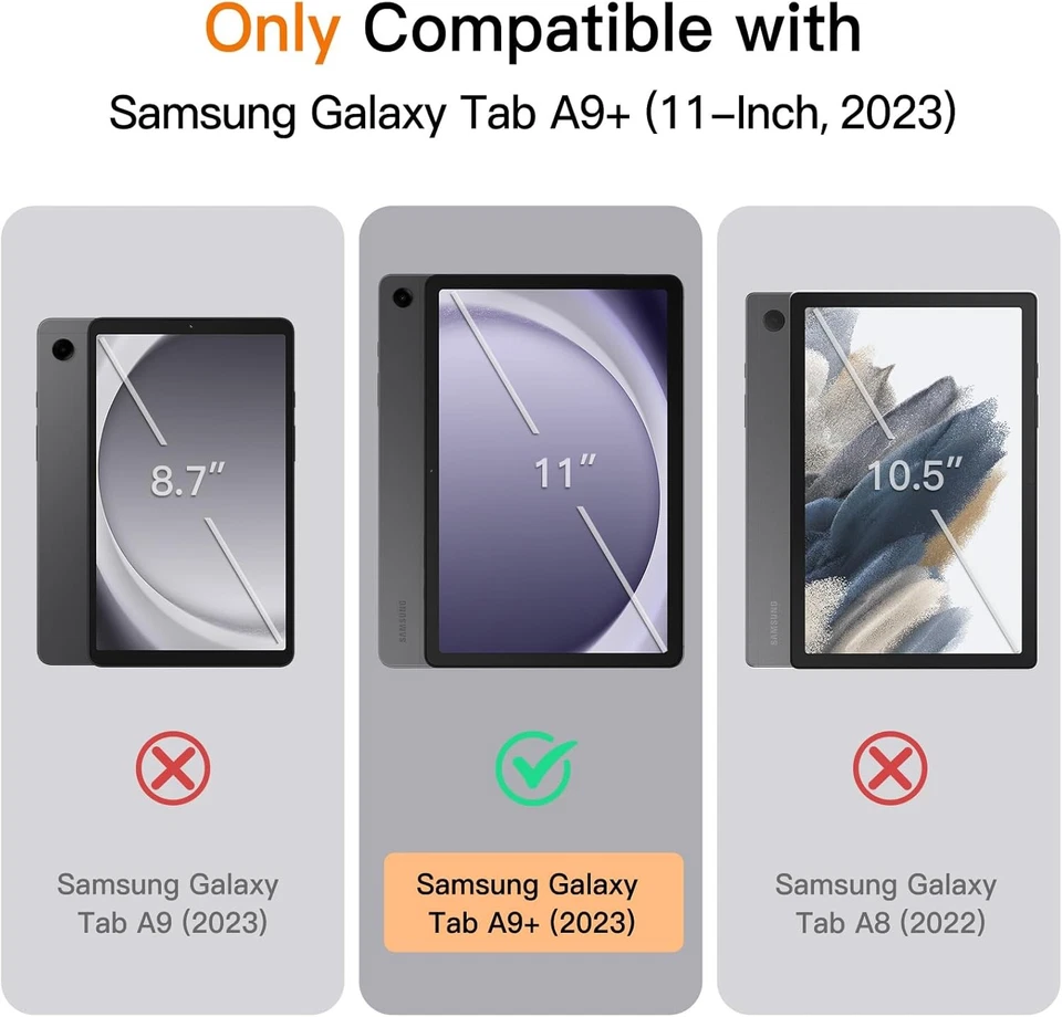 JETech Case for Samsung Galaxy Tab A9+ / A9 Plus 11-Inch 2023, Slim Black  - Image 2 of 4