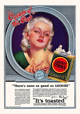 Vintage Lucky Strike Cigarette Ad Jean Harlow Photo Poster Reproduction 12 x 17