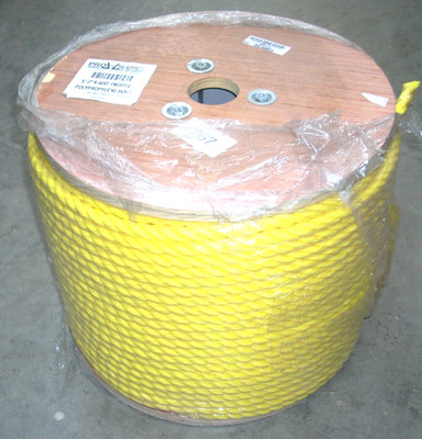 Pro-Source 1/2 x 600 ft Twisted Polypropylene Rope Yellow Wood Reel