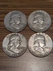 Lot Of 4 Franklin Half Dollars Various Years Circulated Silver Coins