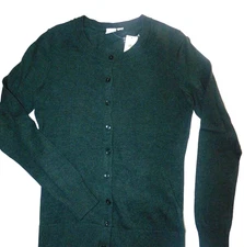 Gap Women Cardigan Sweater Olive Green SIZE X-Small Crew Neck Button NEW