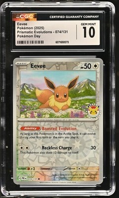CGC Gem Mint 10 Eevee Pokémon Day 2025 Stamp 074/131 Prismatic
