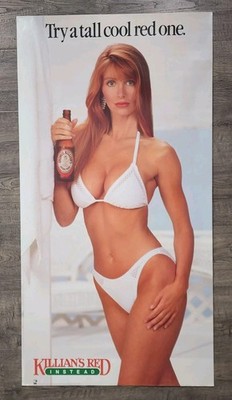 Vtg 1988 Killian's Red Beer Poster Gail Smith Bikini Swimsuit Model NOS Cool Red