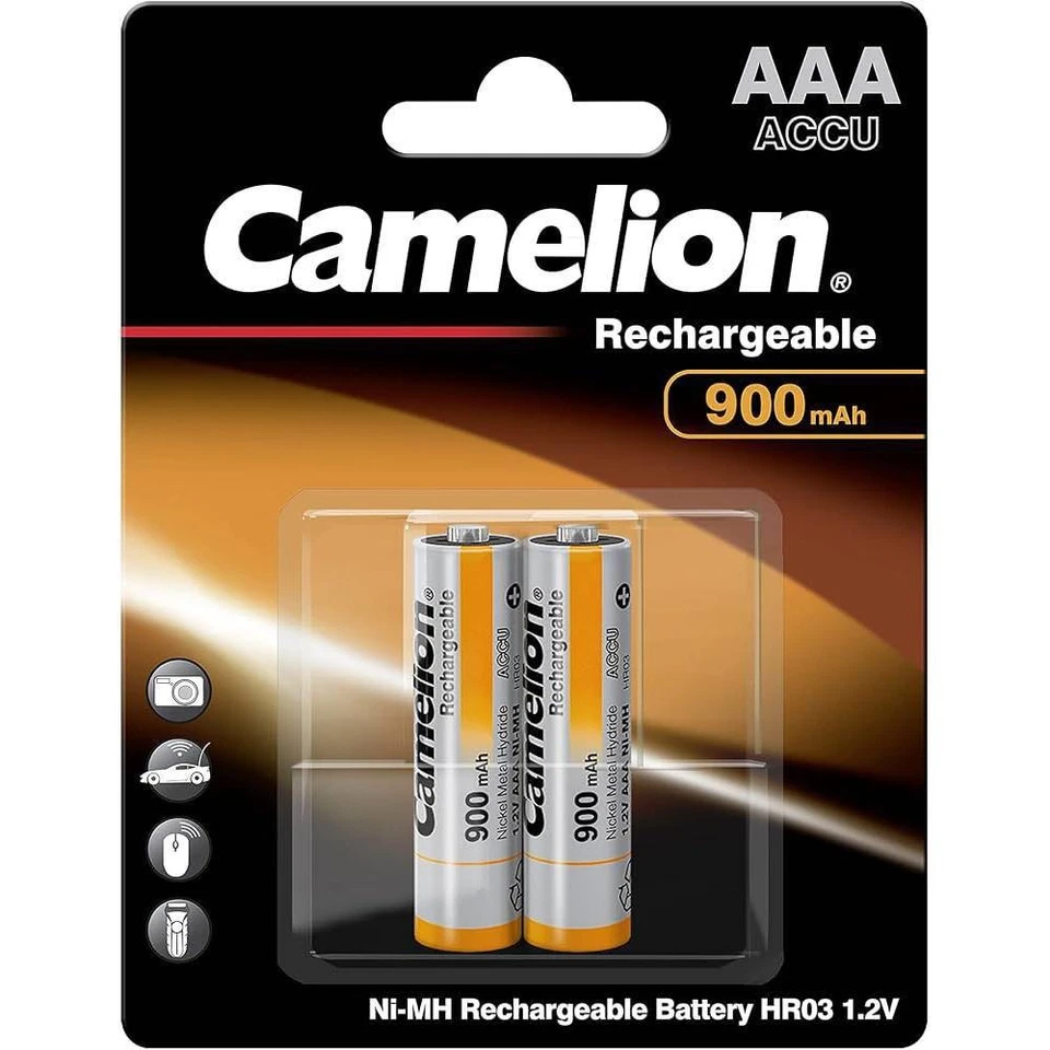 2 Piles Rechargeables AAA CAMELION 900mAh NiMH 1.2V HR03 - Photo 1/1