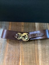 Isaiah Kincaid Vintage Made in USA Chocolate Brown Leather/Brass buckle Belt 30