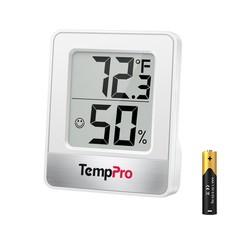 TempPro TP49 Digital Hygrometer Indoor small, White Thermometer