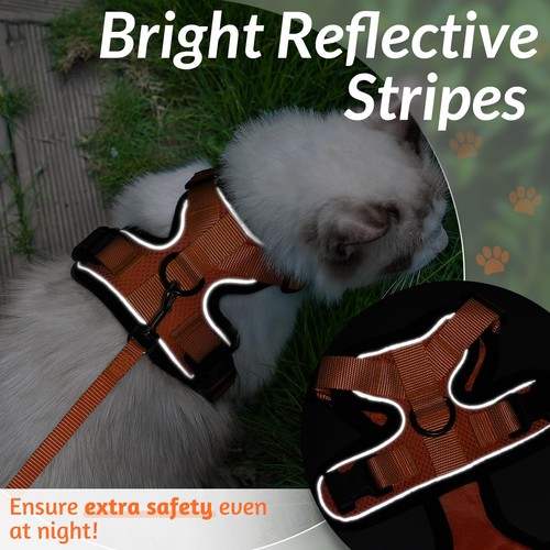rabbitgoo Cat Harness and Lead Escape Proof Adjustable Reflective Vest Orange - Picture 8 of 12