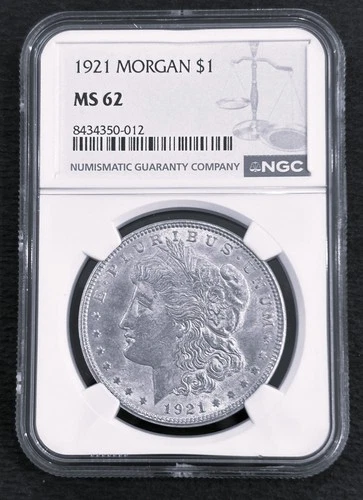 1921   MORGAN  SILVER  DOLLAR Certified MS62