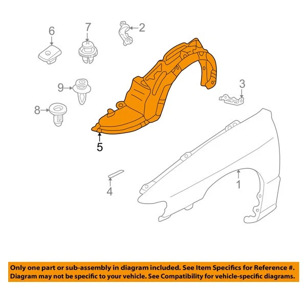 For 02-03 Protege & Protege5 Front Splash Shield Inner Fender Liner Right Side Foto 3 de 4