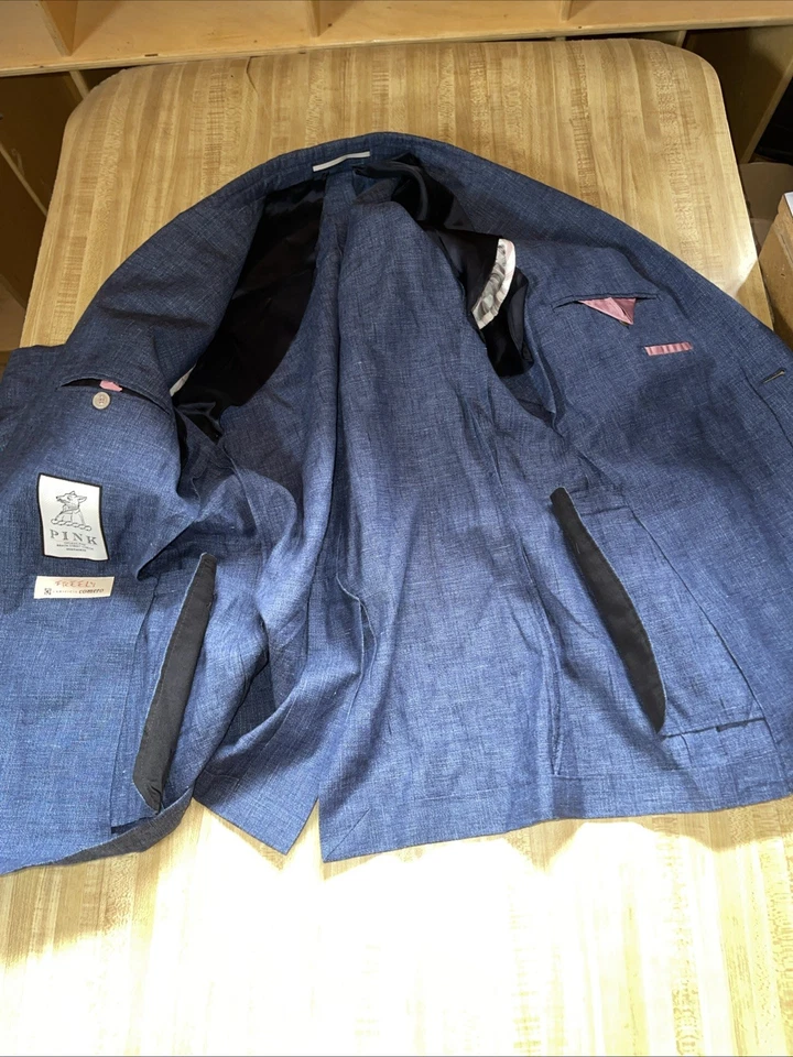 Blazer Thomas Rosa Mezcla Lino No Estructurado 42R Foto 3 de 4