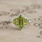Peridot Gemstone 925 Sterling Silver Ring | Vintage Art Deco Jewelry Gift