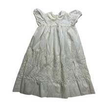 Madonna Original Vintage Kids Ivory Lace Eyelet Christening Gown 22in L 80's