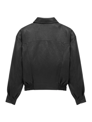 SAINT LAURENT $7200 Bubbled Leather Black Bomber Jacket New