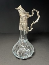 schlichte Glas Karaffe mit versilberter Montur Wein Wasser Karaffe Ausgiesser