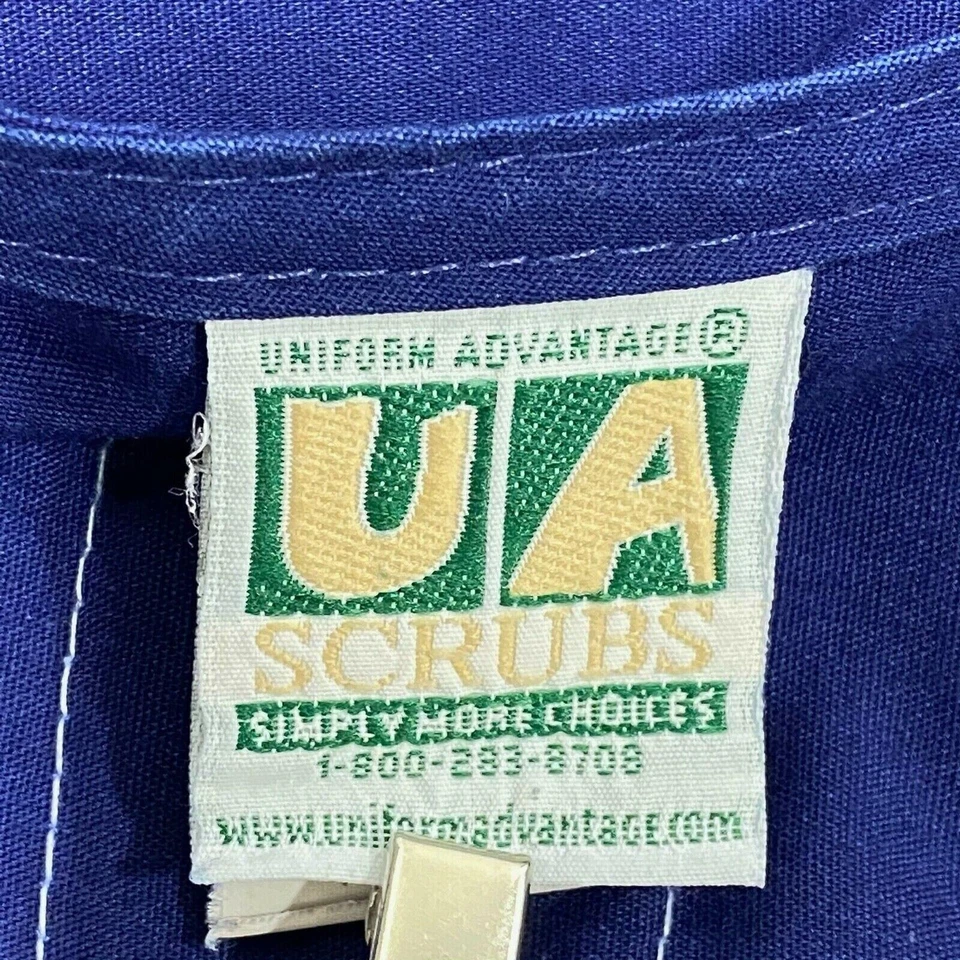 UA Scrubs Uniform Advantage Solid Blue Scrub Top Shirt Size Medium M - Image 3 of 4