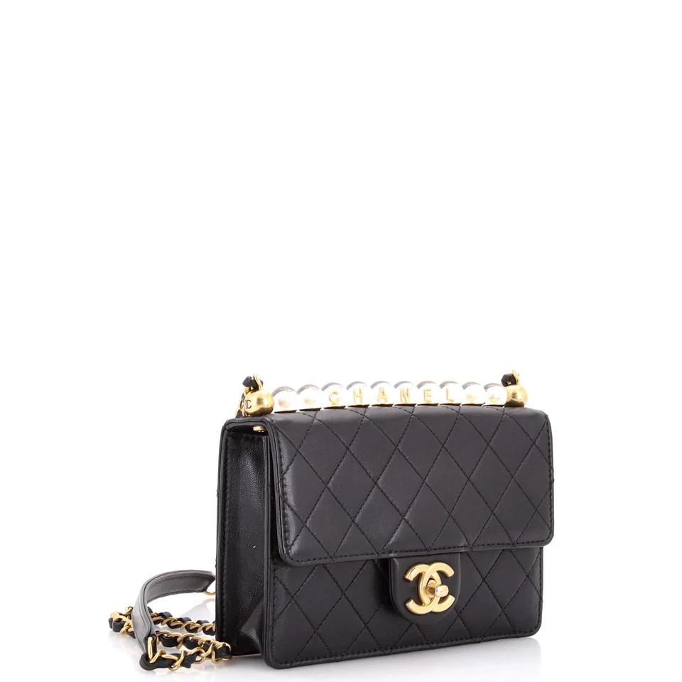 Chanel Chic Pearls Flap Bag Quilted Goatskin with Acrylic Beads Small - Image 3 of 4