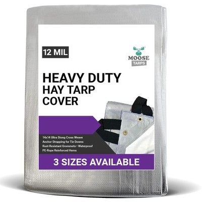 Heavy Duty Hay Tarp 28x48 Grass Seed Cover With Tie Down Straps Waterproof