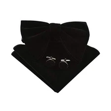 Lovacely Mens Oversized Velvet Bow Tie Vintage Tuxedo Big Bowtie and Black