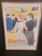 1954 Ville de Nice Wood Framed Under Glass Galerie des Ponchettes Poster 21X29"