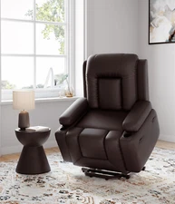 🆕Oversized Faux Leather Power Lift Recliner Chair for Elderly Heat and Massage