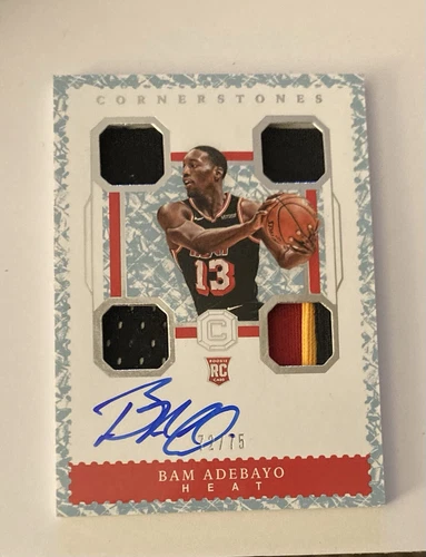 2017-18 Panini Cornerstones Bam Adebayo Rookie RC Quad Patch GU Auto /49 Heat 