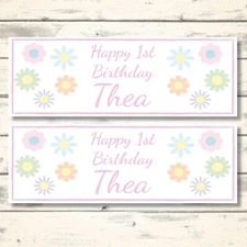 2 PERSONALISED PASTAL DAISY BIRTHDAY BANNERS DESIGN 2