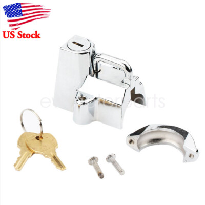 US Stock Chrome Helmet Lock Security for Harley Davidson Street Glide  Touring