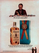 1965 Ballentines Scotch Whiskey Vintage Print Christmas Quill Gifts Cravat