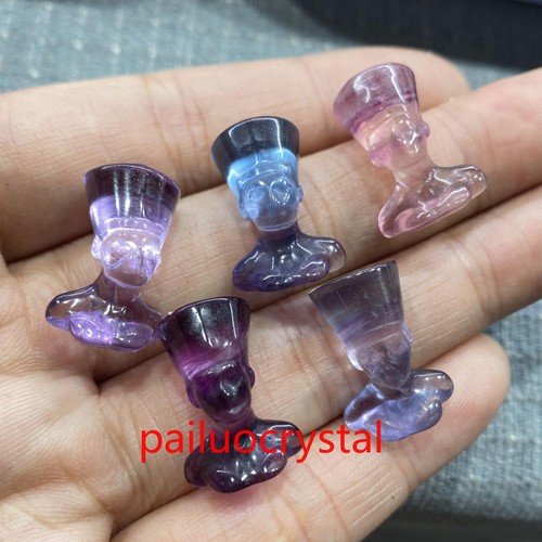 10pc Natural Fluorite Queen of Egypt Skull Mini Quartz Crystal Skull Gem Healing - Picture 5 of 9
