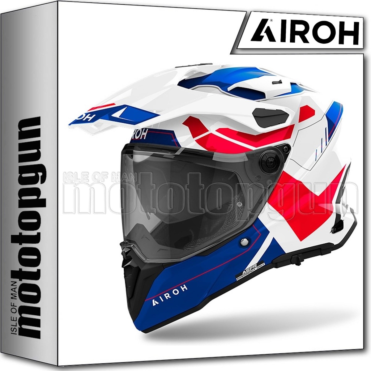 AIROH HELMET DUAL MOTORBIKE CM2R18 COMMANDER REVEAL BLUE RED GLOSS L