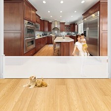 Indoor/Outdoor Retractable Pet Gate 110" Dog Safety Gate Large Openings